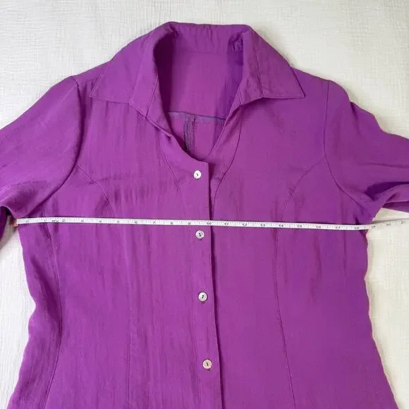 Fridaze Linen Button Blouse Purple Women’s XS Lagenlook Resort Coastal Vacation - Picture 6 of 15